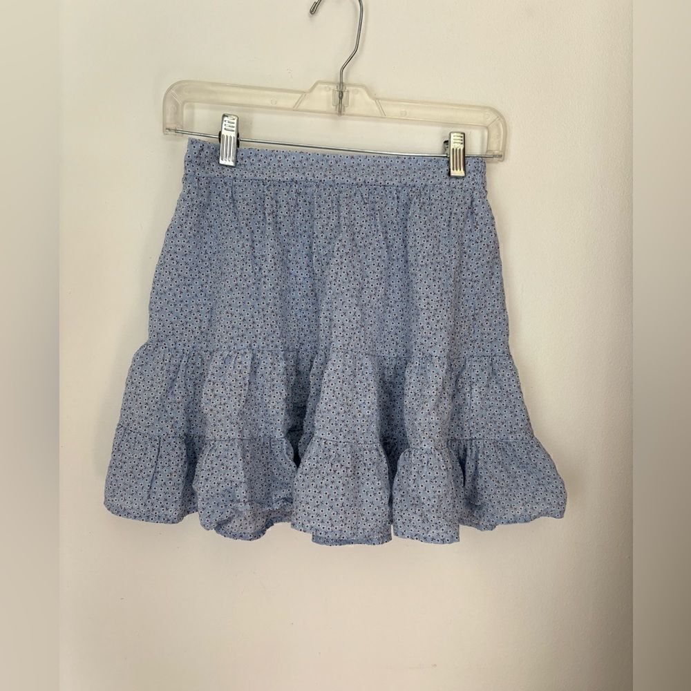 Princess Polly blue floral ruffle skirt size 4 100% cotton